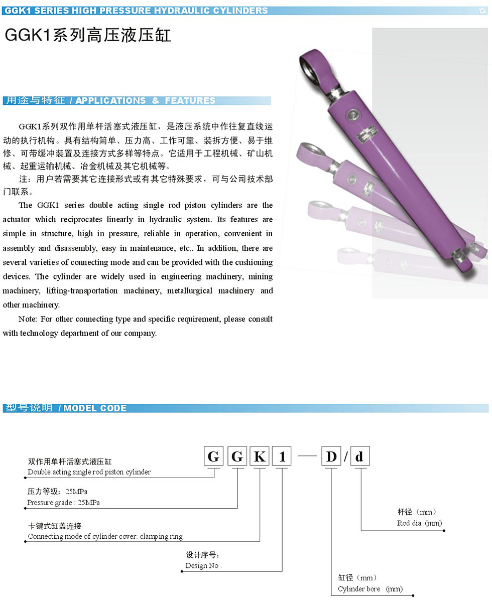 武漢液壓油缸HSGK02-125/80E